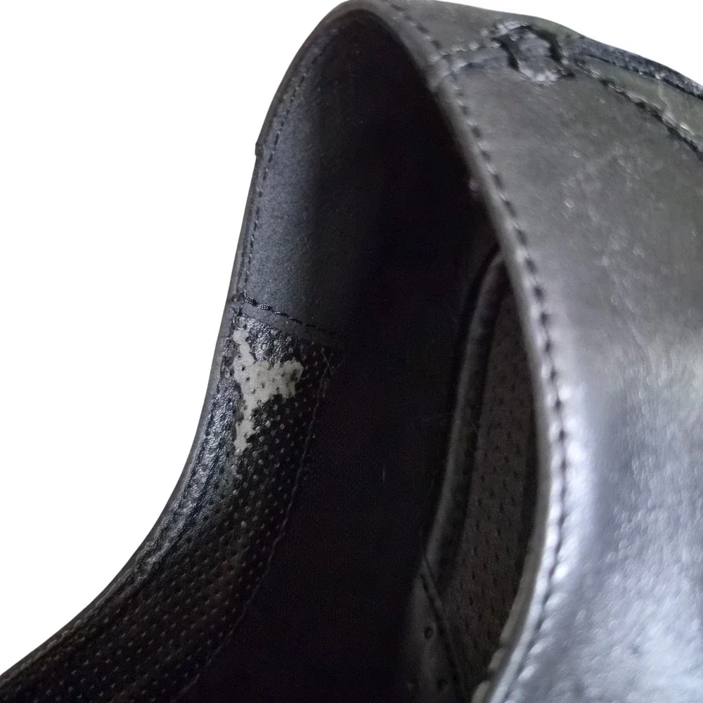 Hush‎ Puppies Mens Black Leather Derby Dress Shoes Square Toe Lace Up GUC 13 EW